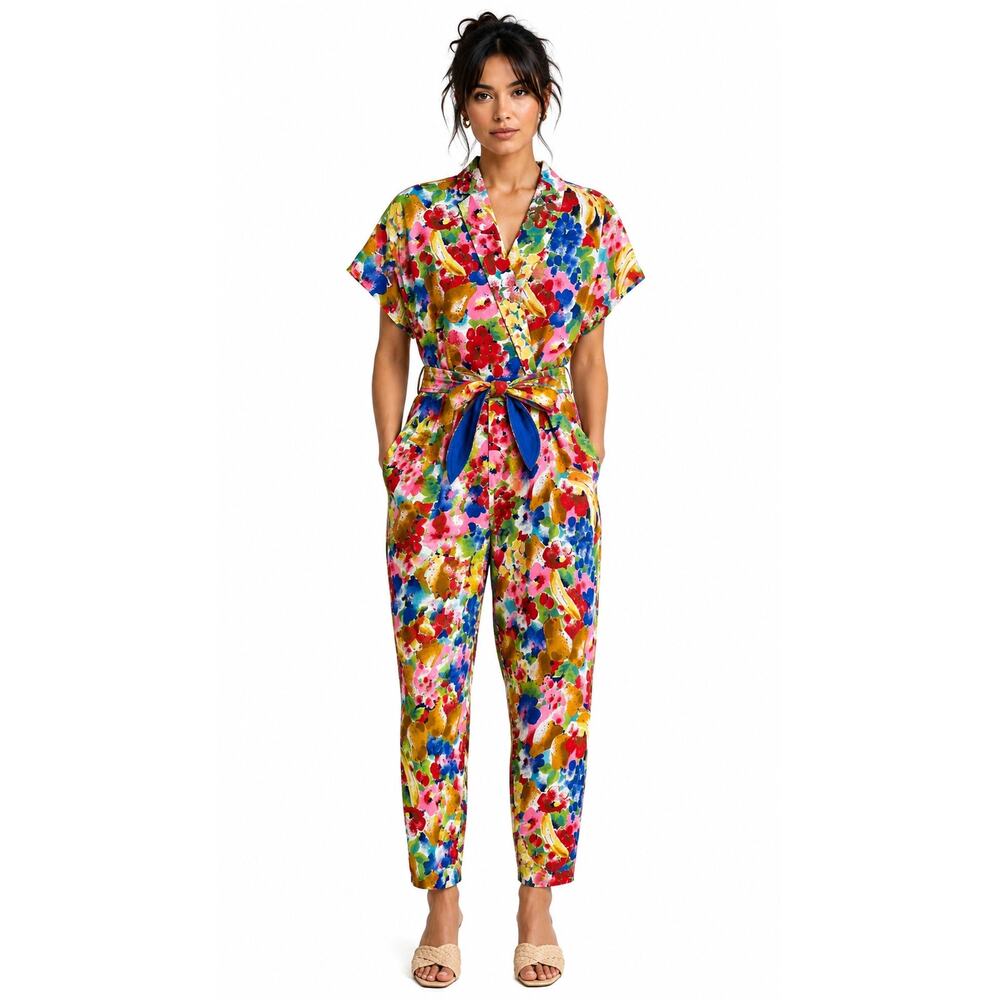 1990s Handmade Fruit Print Cotton Jumpsuit Romper Small